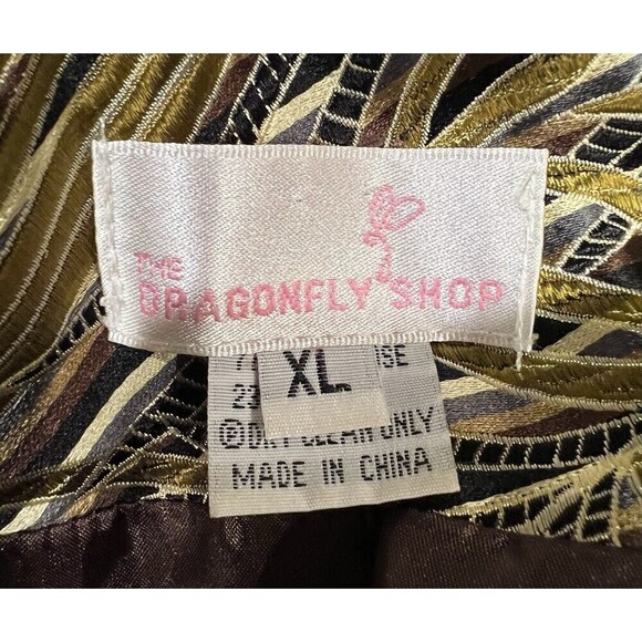 The DragonFly Shop Metallic Gold And Black One Button Blazer Jacket Size XL - Picture 6 of 7